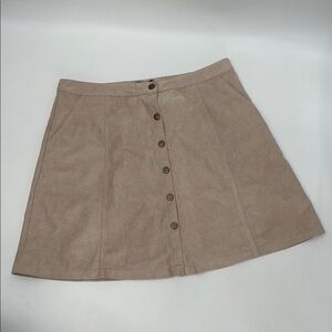 Francesca’s Blue Rain Tan A-Line Mini Skirt Casual Button Down Skirt Size L